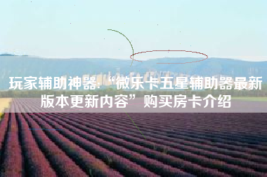 玩家辅助神器:“微乐卡五星辅助器最新版本更新内容”购买房卡介绍