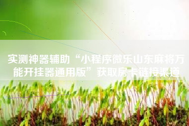 实测神器辅助“小程序微乐山东麻将万能开挂器通用版”获取房卡链接渠道