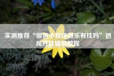 实测推荐“微信小程序微乐有挂吗	”透视开挂辅助教程