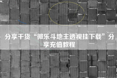 分享干货“微乐斗地主透视挂下载”分享充值教程