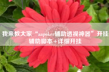 我来教大家“aapoker辅助透视神器”开挂辅助脚本+详细开挂