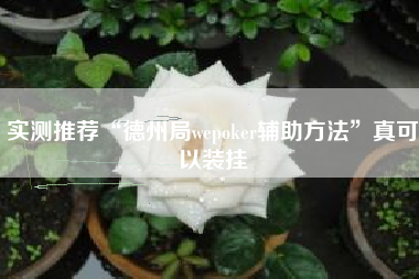 实测推荐“德州局wepoker辅助方法”真可以装挂