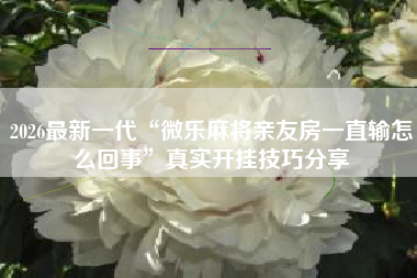 2026最新一代“微乐麻将亲友房一直输怎么回事	”真实开挂技巧分享