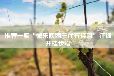 推荐一款“微乐陕西三代有挂嘛”详细开挂步骤