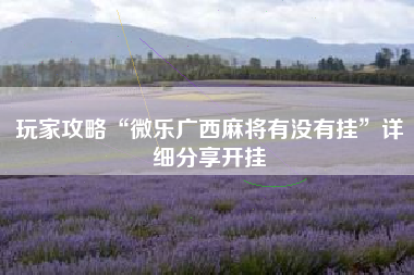 玩家攻略“微乐广西麻将有没有挂”详细分享开挂