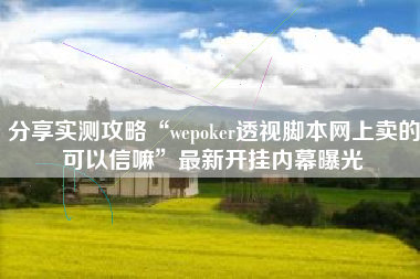 分享实测攻略“wepoker透视脚本网上卖的可以信嘛”最新开挂内幕曝光