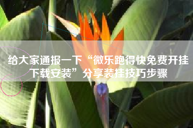 给大家通报一下“微乐跑得快免费开挂下载安装”分享装挂技巧步骤