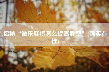 揭秘“微乐麻将怎么提高胜率”(确实有挂)