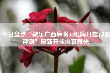 今日盘点“微乐广西麻将A3纸牌开挂神器评测	”最新开挂内幕曝光