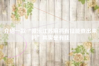 介绍一款“微乐江苏麻将有挂能查出来吗”其实是有挂