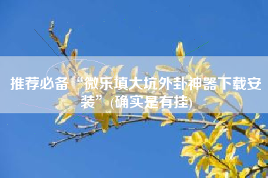 推荐必备“微乐填大坑外卦神器下载安装”(确实是有挂)