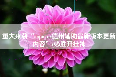 重大来袭“aapoker德州辅助最新版本更新内容”(必胜开挂神