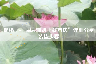 揭秘“we-poker辅助下载方法”详细分享装挂步骤