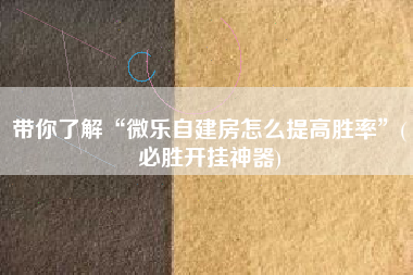 带你了解“微乐自建房怎么提高胜率	”(必胜开挂神器)