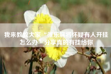 我来教教大家“微乐麻将怀疑有人开挂怎么办	”分享真的有挂给你