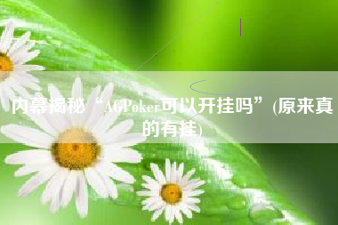 内幕揭秘“AGPoker可以开挂吗	”(原来真的有挂)
