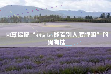 内幕揭晓“AApoker能看别人底牌嘛”的确有挂