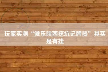 玩家实测“微乐陕西挖坑记牌器”其实是有挂