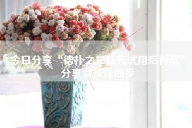 今日分享“德扑之星挂先试用后付款	”分享装挂详细步