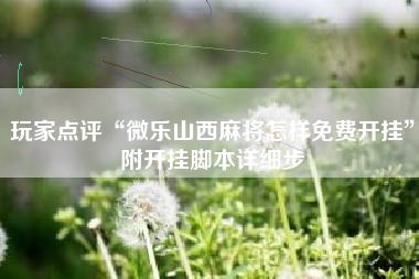 玩家点评“微乐山西麻将怎样免费开挂”附开挂脚本详细步