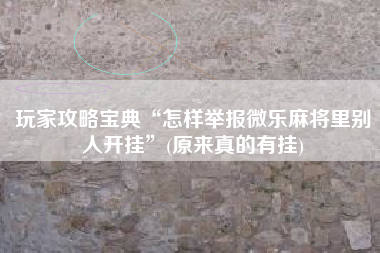 玩家攻略宝典“怎样举报微乐麻将里别人开挂”(原来真的有挂)