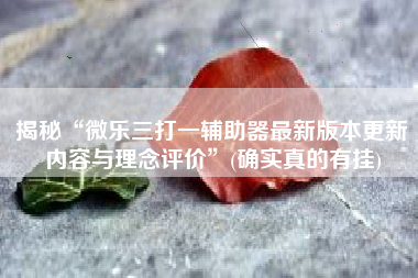 揭秘“微乐三打一辅助器最新版本更新内容与理念评价”(确实真的有挂)