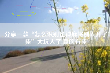 分享一款“怎么识别雀神麻将别人开了挂”太坑人了,真的有挂