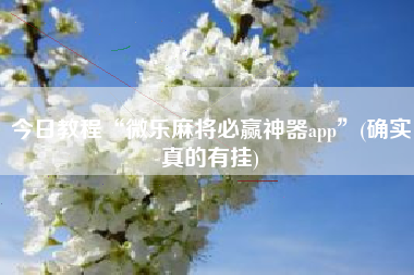 今日教程“微乐麻将必赢神器app”(确实真的有挂)