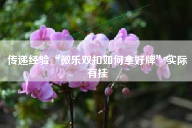 传递经验“微乐双扣如何拿好牌	”实际有挂
