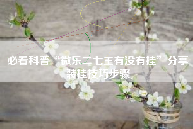 必看科普“微乐二七王有没有挂”分享装挂技巧步骤