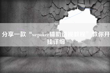 分享一款“wepoker辅助透视教程”教你开挂详细
