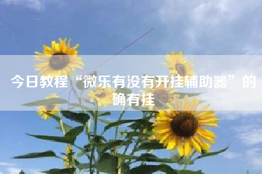 今日教程“微乐有没有开挂辅助器	”的确有挂