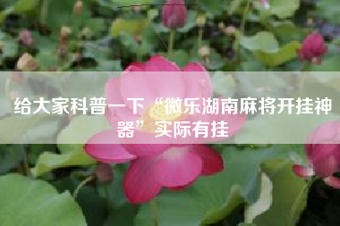 给大家科普一下“微乐湖南麻将开挂神器”实际有挂