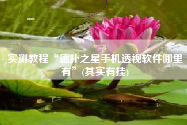 实测教程“德扑之星手机透视软件哪里有”(其实有挂)
