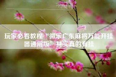 玩家必看教程“微乐广东麻将万能开挂器通用版”其实真的有挂