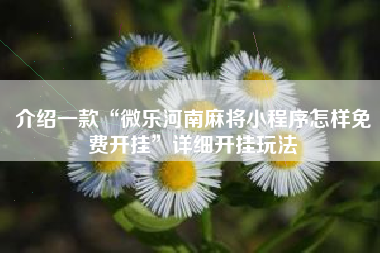 介绍一款“微乐河南麻将小程序怎样免费开挂”详细开挂玩法