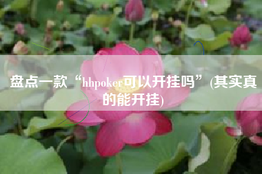 盘点一款“hhpoker可以开挂吗”(其实真的能开挂)