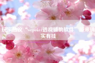 玩家热议“wepoker透视辅助软件”原来确实有挂