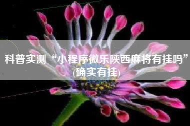 科普实测“小程序微乐陕西麻将有挂吗”(确实有挂)