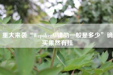 重大来袭“WepokerAI辅助一般是多少”确实果然有挂
