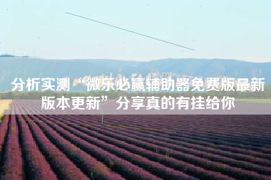 分析实测“微乐必赢辅助器免费版最新版本更新”分享真的有挂给你