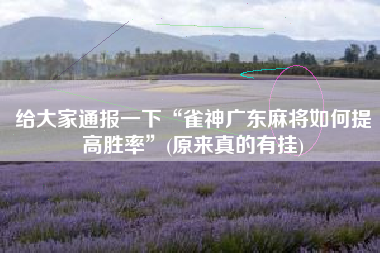 给大家通报一下“雀神广东麻将如何提高胜率”(原来真的有挂)