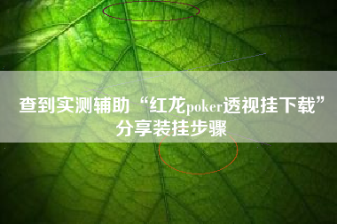 查到实测辅助“红龙poker透视挂下载	”分享装挂步骤