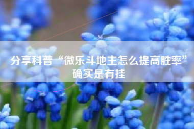 分享科普“微乐斗地主怎么提高胜率	”确实是有挂
