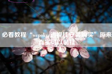 必看教程“wepoker透视挂安装购买”原来真实可以装挂